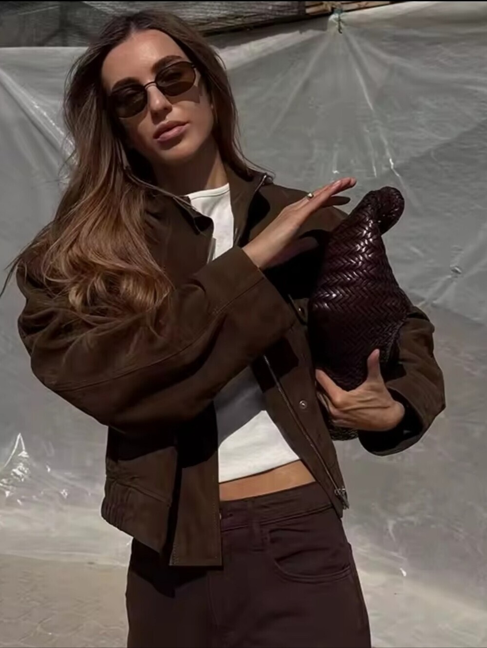 Women's Brown Cropped Jacket - Stylish Everyday Coat